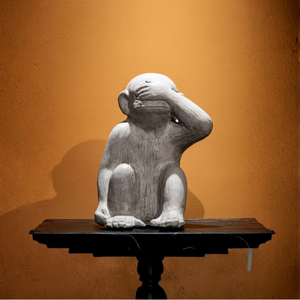Concrete Monkey Figurine – “See No Evil” Pose