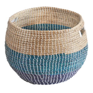 Colored Round Woven Seagrass Storage Basket