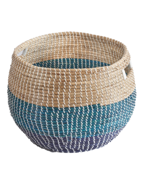 Colored Round Woven Seagrass Storage Basket
