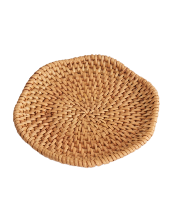 Flower Woven Wicker Rattan Coaster, Cup Mat