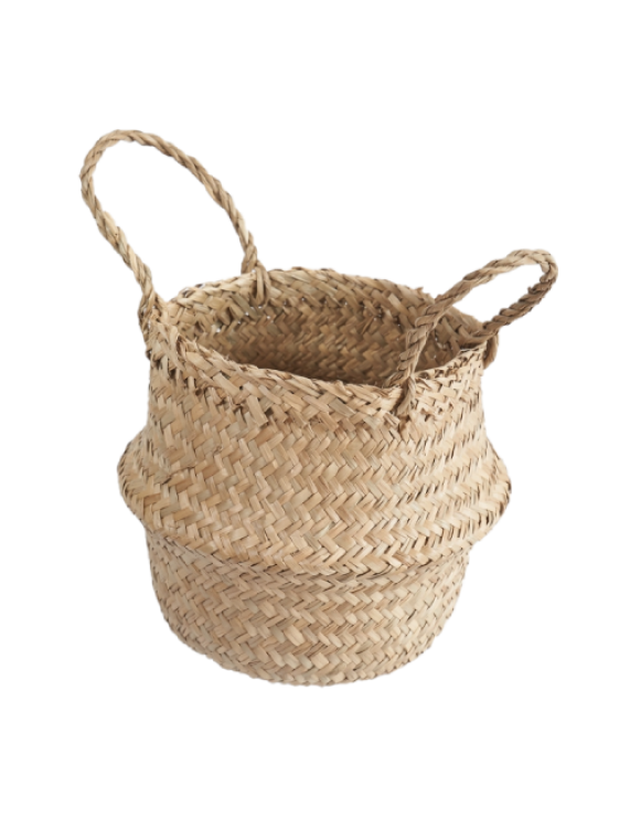 Foldable Woven Seagrass Laundry- Storage Basket