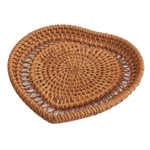 Heart Shaped Wicker Rattan Coaster, Cup Mat