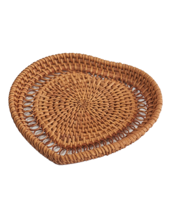 Heart Shaped Wicker Rattan Coaster, Cup Mat