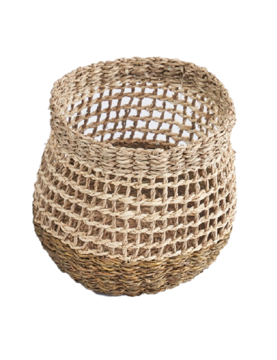 Loose Woven Round Seagrass Storage Basket