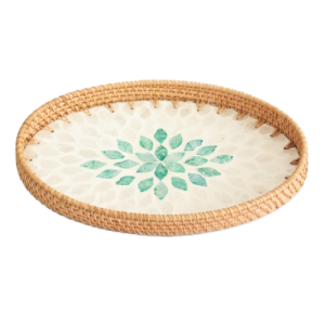 Oval Wicker Rattan Mosaic Serving Storage Tray