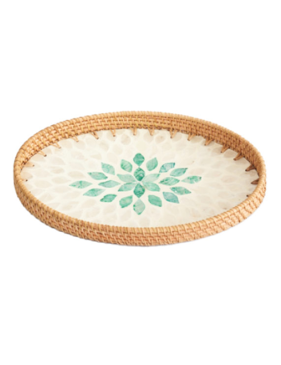 Oval Wicker Rattan Mosaic Serving Storage Tray