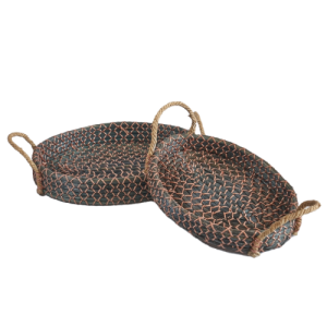 Oval Woven Seagrass Storage Serving Tray