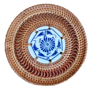 Patterned Rattan Ceramic Coaster