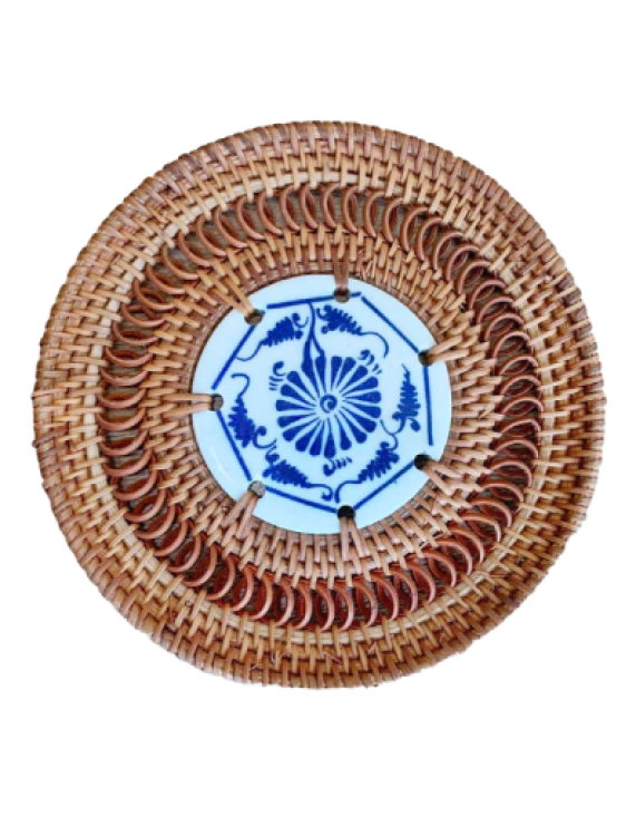 Patterned Rattan Ceramic Coaster