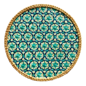 Patterned Woven Bamboo Dish Placemat, Table Mat