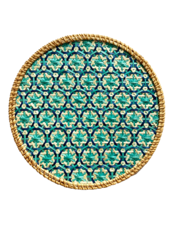 Patterned Woven Bamboo Dish Placemat, Table Mat