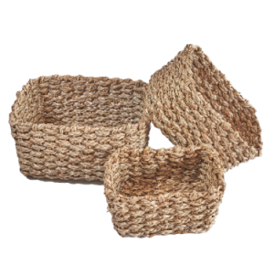  Rectangular Seagrass Storage Rack Set