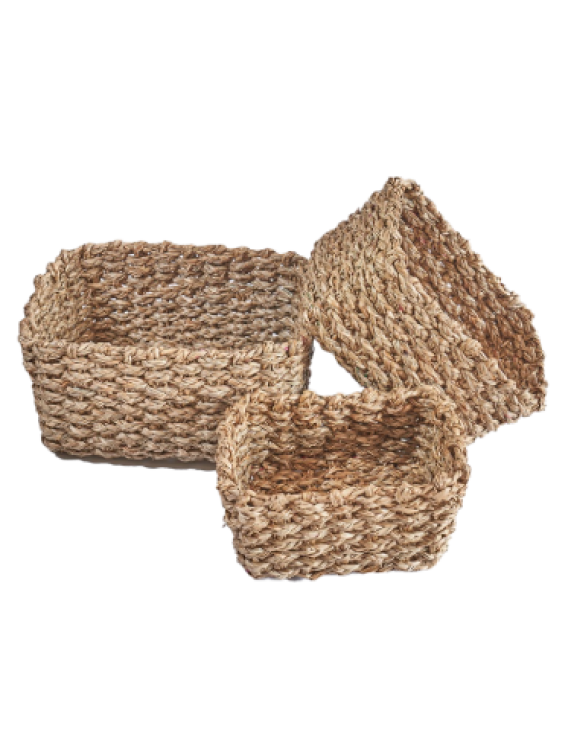  Rectangular Seagrass Storage Rack Set