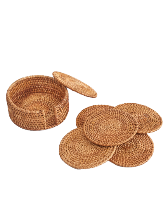  Round Bamboo Storage Rack with Coasters