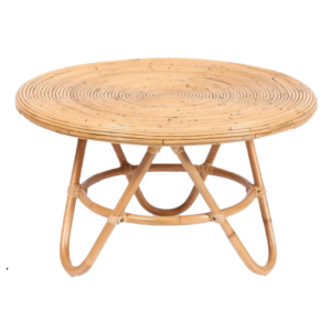 Round Rattan Table with Glass