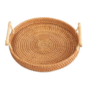 Round Wicker Rattan Serving- Storage Tray
