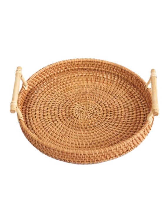 Round Wicker Rattan Serving- Storage Tray