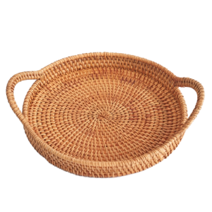 Round Woven Wicker Rattan Serving Storage Tray