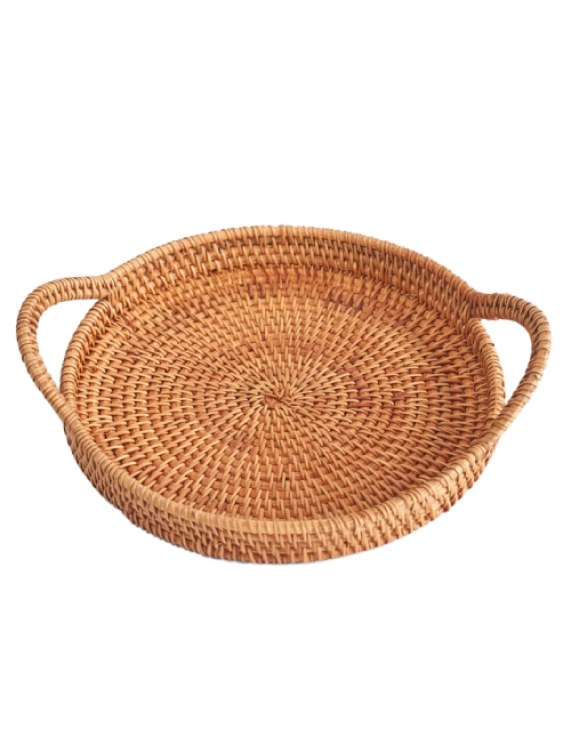 Round Woven Wicker Rattan Serving Storage Tray
