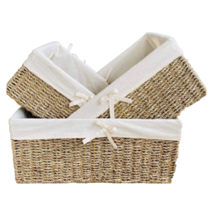 Seagrass Storage Basket with Linen Set