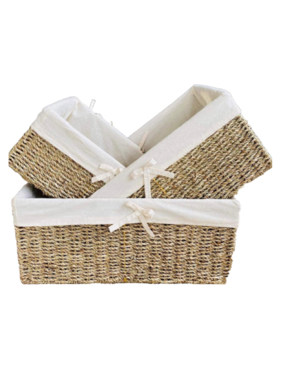 Seagrass Storage Basket with Linen Set