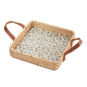 Square Rattan Mosaic Serving Storage Tray