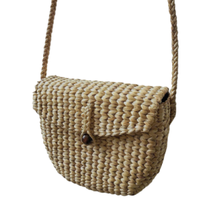 Water Hyacinth Crossbody Bag with Fabric Linen