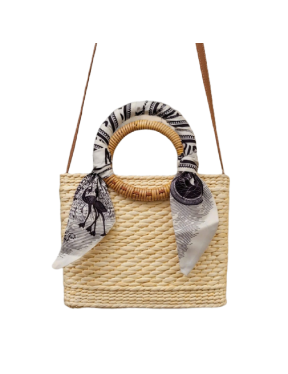 Water Hyacinth Hand, Crossbody Bag with Sink Rattan Handles