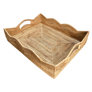 Wave Edge Wicker Rattan Serving, Storage Tray