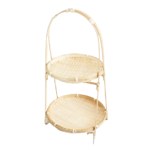 Woven Bamboo Storage Rack with Multi-Tier Tray