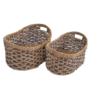 Woven Oval Seagrass Storage Basket Set