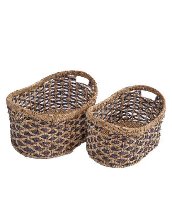 Woven Oval Seagrass Storage Basket Set